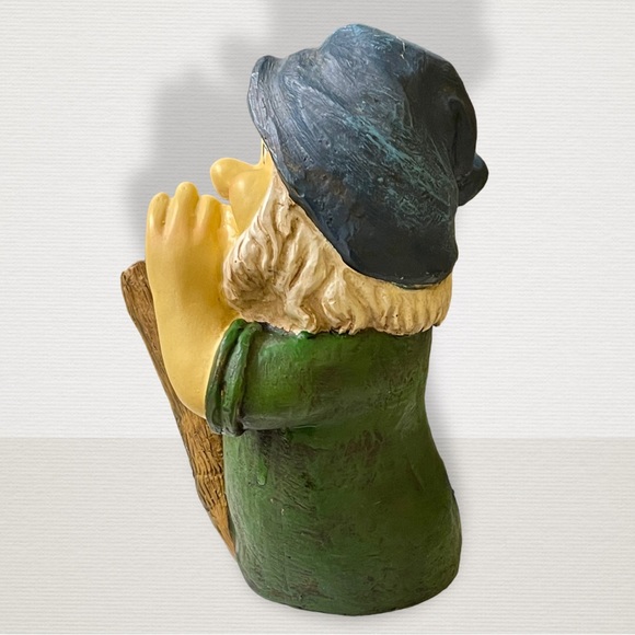 Vtg Dwarf with Ladder and Blue Hat Garden Gnome Statue Lawn Ornament Patio Décor - Picture 11 of 13